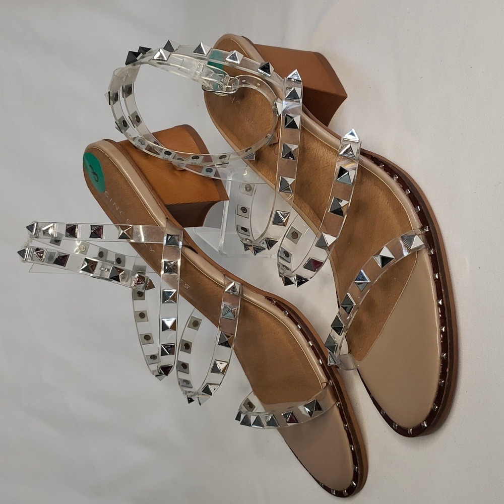 Sincerely Jules NWT "Venus" Studded Ankle Wrap Block Heel Sandals
